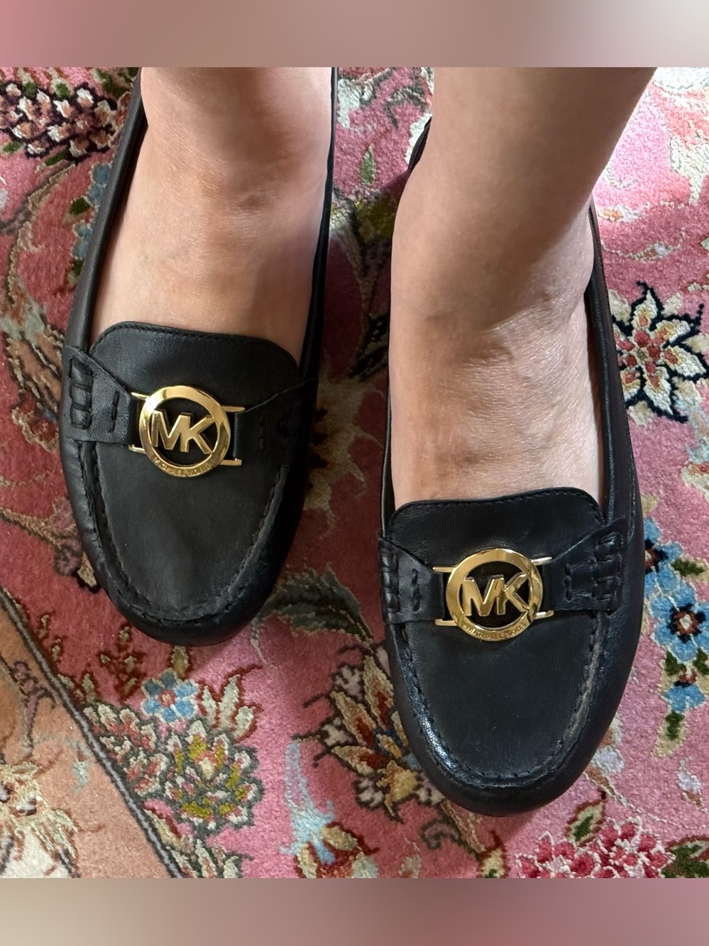 Michael Kors Women’s Black Loafer Flats Slip-On Logo Accent Round Toe
